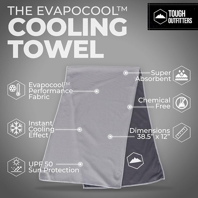 Tough Outdoors Cooling Towels for Neck Face - Neck Cooling Towel for Hot Weather Yoga Sports Golf Sweat - Instant Cold Towel - Image 4