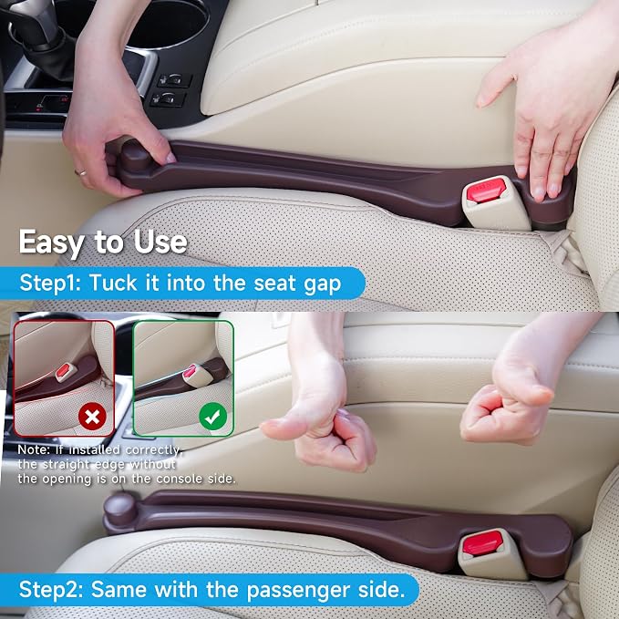 Car Seat Gap Filler Set of 2, 3IN1 Seat Side Gap Filler Plug with Storage Slot & Hook Function, Soft Foam Universal Fit Car SUV Truck Fill Gap Between Seats Console Organizer（Narrow Espresso brown） - Image 9