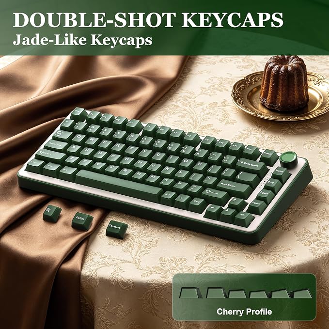YUNZII B75 PRO 75% Wireless Mechanical Keyboard (Olive Green,CocoaV2) | Hot Swap Keyboard with Knob, Gasket Mount, Creamy Pre-lubed Switch for Smooth Typing, BT/USB-C/2.4G, for Gaming - Image 7
