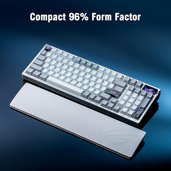ASUS ROG Azoth 96 HE Wireless Hall Effect Gaming Keyboard – 96% Full-Size, Tri-Mode, Hot Swappable Magnetic Switch, Rapid Trigger, Speed Tap, 8K Hz Polling, Color OLED Screen, ABS Keycaps – White - Image 3