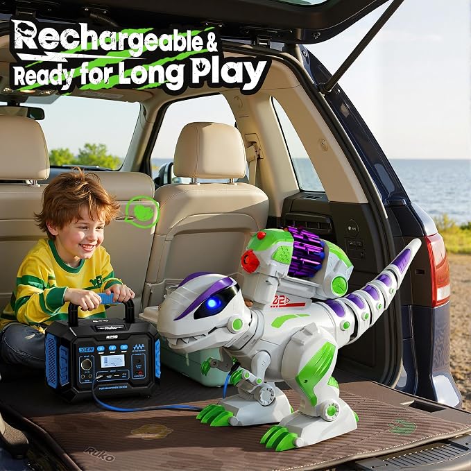 Ruko 8809 Dinosaur Toys for Kids, Large Rechargeable RC T-Rex, Green | Programmable, Walking, Roaring, LED Eyes and Shooting, Interactive Gifts for Boys & Girls Age 3 4 5 6 7 8 - Image 7