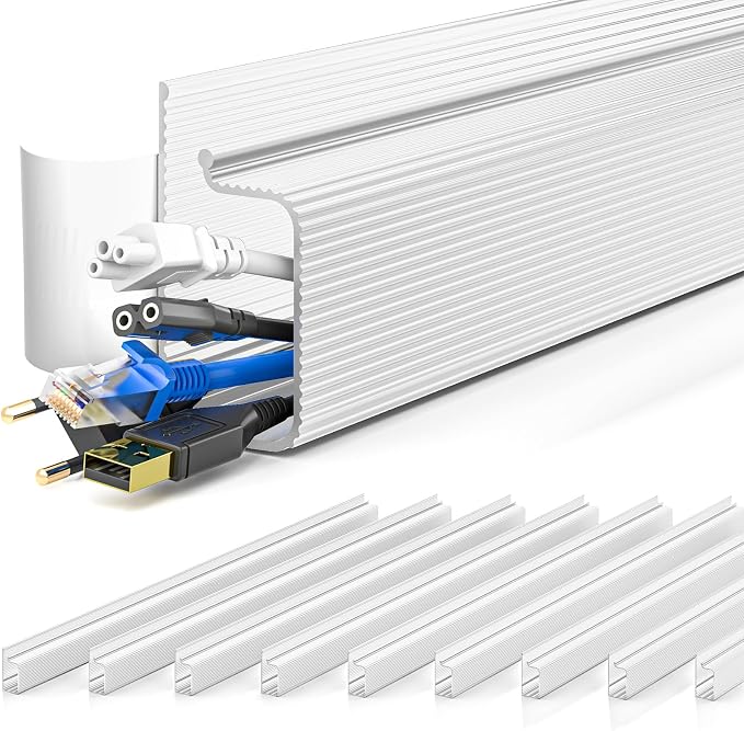 YECAYE 157in Cable Management, Cord Organizer,Easy Install Self-Adhesive Cable Organizer,Cord Management, Desk Wire Holder for Office Organization,Child and Pet Proofing, White by Yecaye