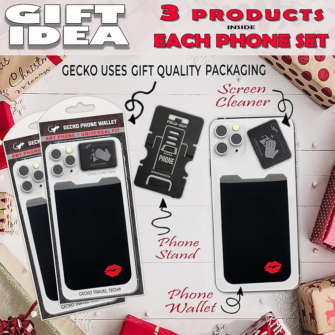 Phone Wallet - Adhesive Card Holder - Cell Phone Pouch - Stick on Lycra Pocket by Gecko - Carry Credit Cards and Cash - Image 3