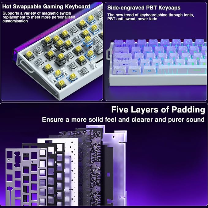 AULA Hero 68 HE 60% Gaming Keyboard Wired, Hall Effect Magnetic Switch Keyboard with Adjustable Actuation, Fast Trigger Mode, 8K Hz Polling Rate, 0.125ms Latency,Side Printed PBT Keycaps, RGB Backlit - Image 8