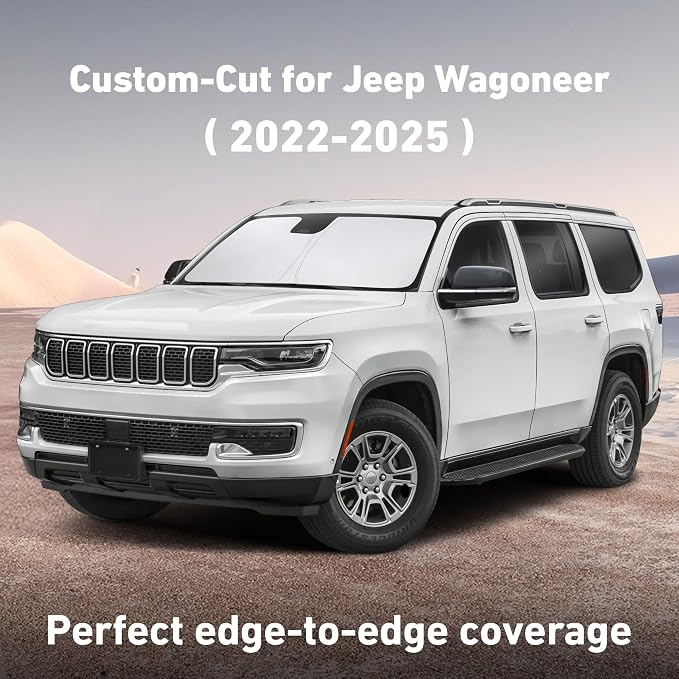 EcoNour Windshield Sunshade Compatible for Jeep Wagoneer 2022-2023 2024 2025, Sun Visor for Front Windshield & Window Sun Shade Cover, UV Heat Blocker & Protector, Car Accessories - Image 2