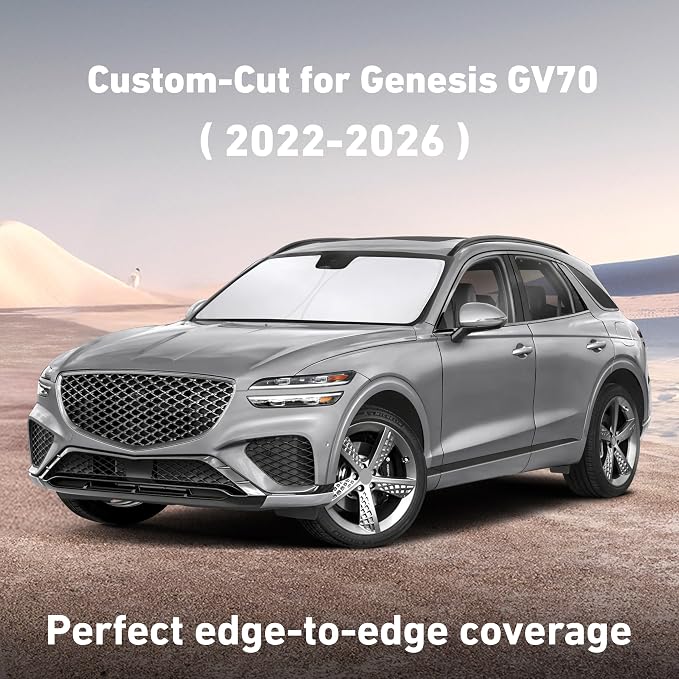EcoNour Windshield Sunshade Compatible for Genesis GV70 2022-2024 2025 2026, Sun Visor for Front Windshield & Window Sun Shade Cover, UV Heat Blocker & Protector, Car Accessories - Image 2