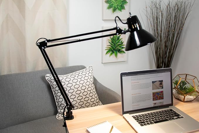 Bostitch Office VLF100 LED Swing Arm Desk Lamp with Clamp Mount, 36" Reach, Includes LED Bulb,Black - Image 8