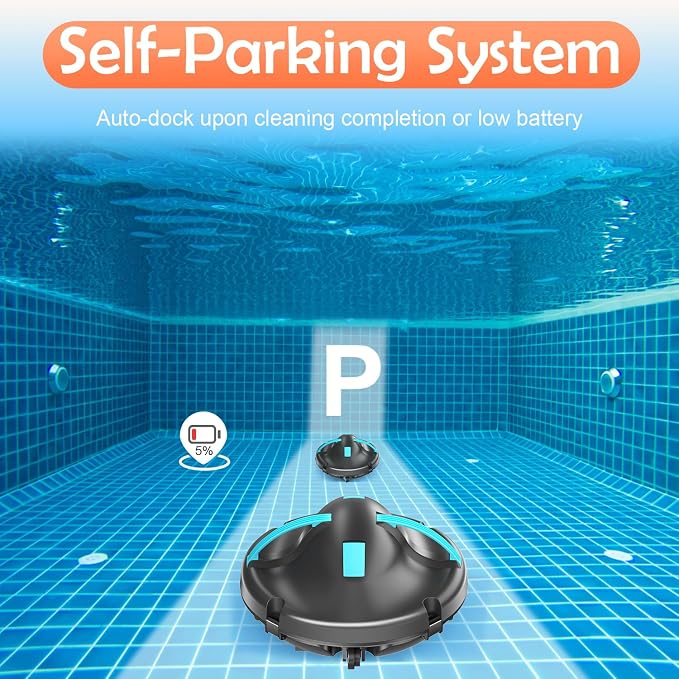 (2026 New) Pool Vacuum for Above Ground Pool, Cordless Robotic Pool Cleaner with Dual Motors Strong Suction, 130-Min Runtime, Auto-Parking, Pool Vacuum Robot for Inground Flat Pools Up to 1100 Sq.Ft - Image 5