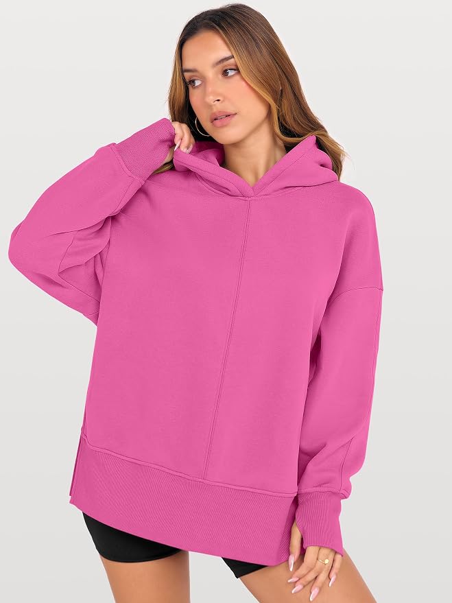 ANRABESS Womens Oversized Hoodies Long Sleeve Fleece Side Slit Hooded Sweatshirts Pullover 2026 Fall Outfits Y2K Clothes - Image 4