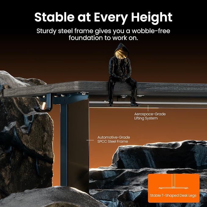 ErGear Height Adjustable Electric Standing Desk, 44 x 24 Inches Sit Stand up Desk, Memory Computer Home Office Desk, Grey - Image 5