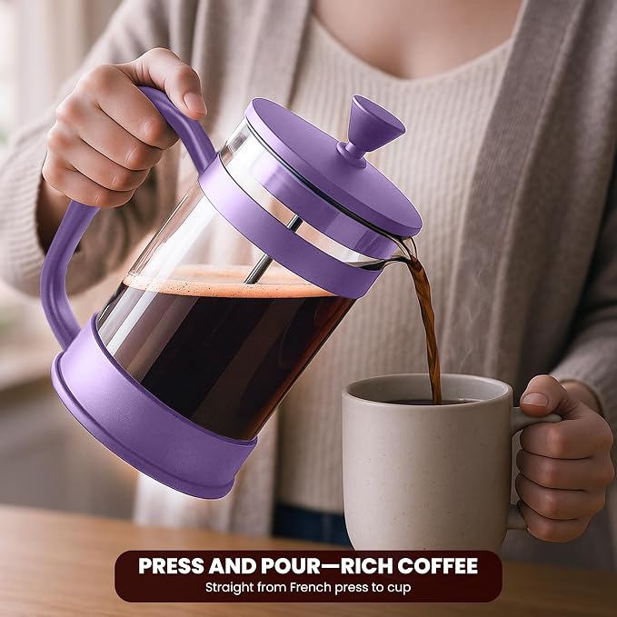 Utopia Kitchen 12 Ounce 0.35 Liter French Press Coffee Maker, Tea Maker, Travel Coffee Presses, Heat Resistant Thickened Borosilicate Coffee Pot for Camping Travel Gifts, Plum Pack of 1 - Image 3