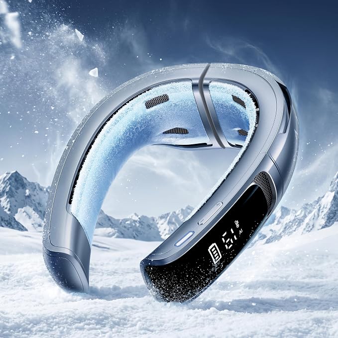 RANVOO AICE LITE MAX 2026 Real AC Cold Blast [No.1 Coolest & Most Durable] AI Neck Air Conditioner, Best Immersive Neck Cooler, 6000 mAh Rechargeable Neck Fan Blow Cold Air, Summer Gifts for Mom Blue by RANVOO