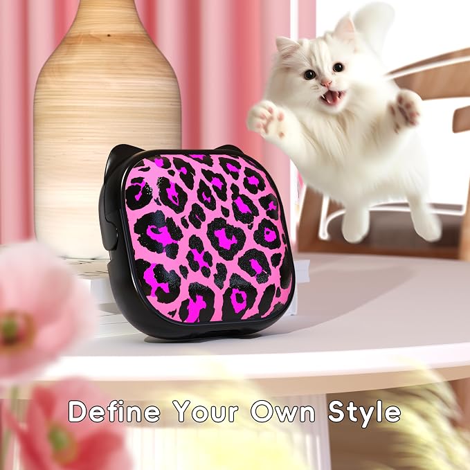 for AirPods 4 Case with Cleaning Kit, Cute Cat Ear Print Design & Cute Buckle, Inverted Phone Holder Design, Top Safe Lock Buckle Design, for Girls AirPods 4 case 2024, Rose Leopard - Image 2