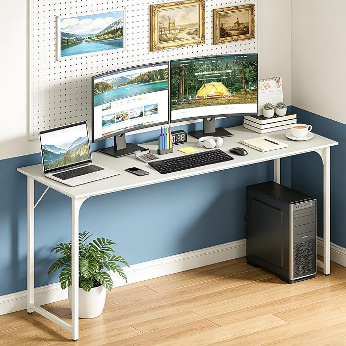 BestOffice Computer Desk,Home Office Desk, Modern Simple Style for Home Office Study Writing (White, 63 Inch) - Image 2