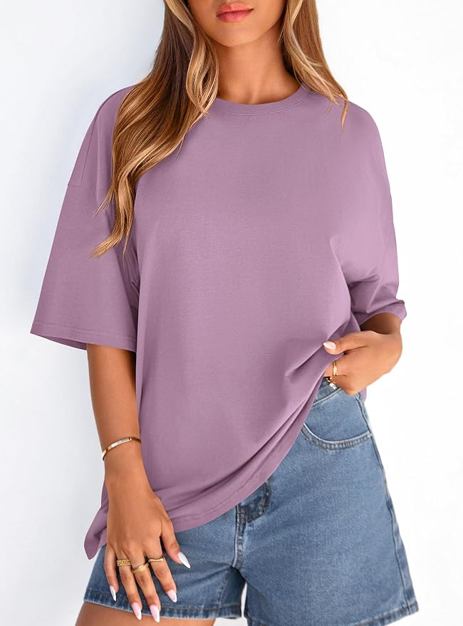PRETTYGARDEN Womens 2026 Spring Going Out Tops Casual Short Sleeve Crewneck Loose Fit Basic Oversized T Shirts Summer Outfits - Image 4