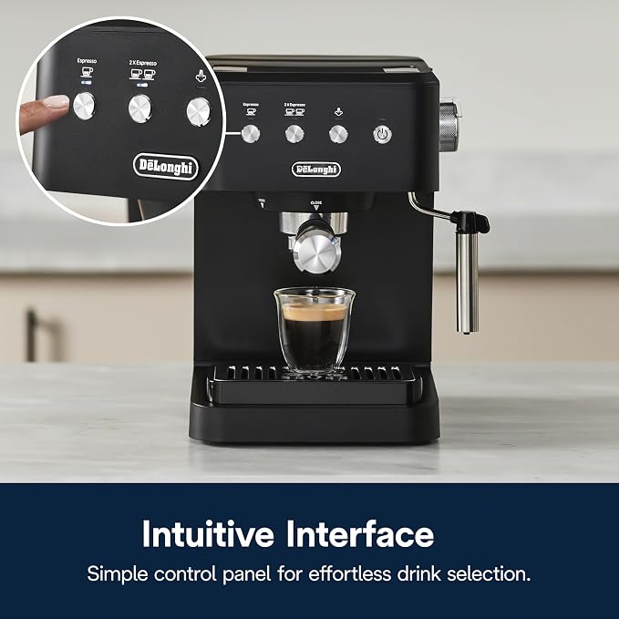 De’Longhi Classic Matte Black Espresso Machine, Easy-to-Use Milk Frother | #1 Worldwide Espresso Machine Maker, Rapid Heat-Up, Preset Single & Double Espresso, Frother, Compact Design - Image 8