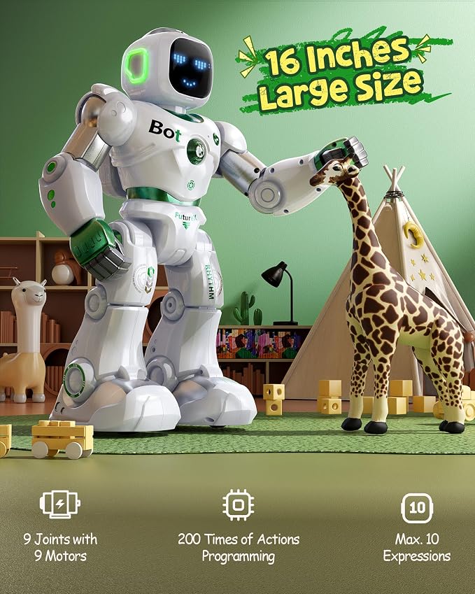 Ruko 1088 Large Remote Control Robot Toys for Kids, Birthday Gift, Green | STEM Programmable Remote Control Robot, Electronics Educational Gifts for Boys & Girls 4 5 6 7 8 9 Year Old - Image 4