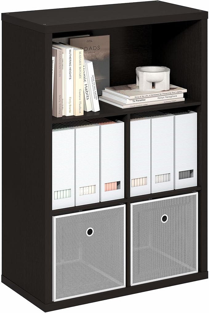 Furinno Cubicle 5-Cube Book Shelf, Extra Thick Frame Bookshelf, Dark Oak | Cube Storage Organizer Bookcase with Closed Back, 15.3 x 29.9 x 43.3, for Living Room, Bedroom, Home Office by Furinno-FitsYourSpaceFitsYourBudget