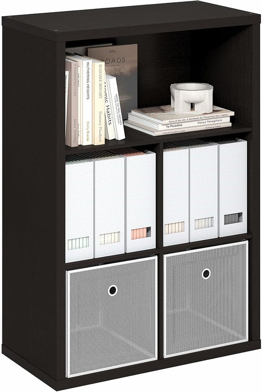 Furinno Cubicle 5-Cube Book Shelf, Extra Thick Frame Bookshelf, Dark Oak | Cube Storage Organizer Bookcase with Closed Back, 15.3 x 29.9 x 43.3, for Living Room, Bedroom, Home Office by Furinno-FitsYourSpaceFitsYourBudget