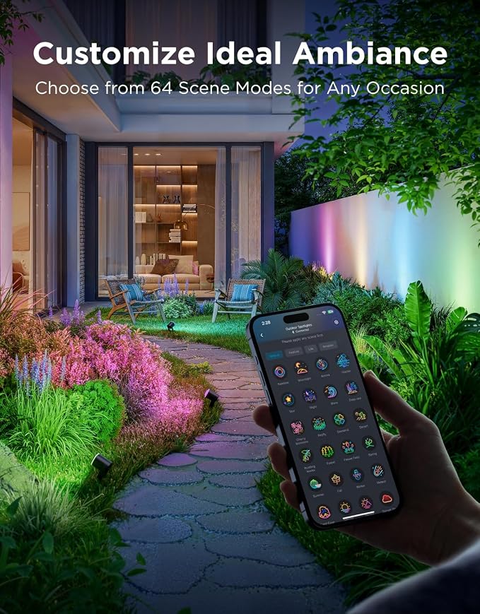 Govee Outdoor Spot Lights 2, IP67 Waterproof Spotlights, RGBWIC, 4 Pack | Landscape Lights Work with Matter, Alexa, and Google Assistant, Color Changing Ourdoor Light for Patio, Yard, Garden - Image 6