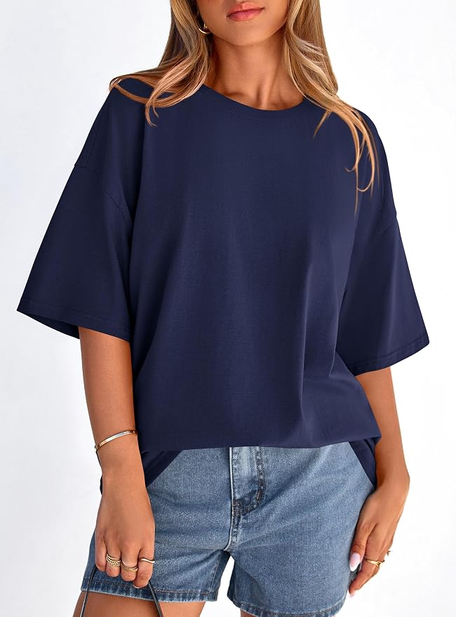 PRETTYGARDEN Womens 2026 Spring Going Out Tops Casual Short Sleeve Crewneck Loose Fit Basic Oversized T Shirts Summer Outfits - Image 8