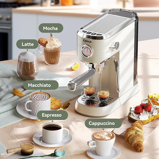 Gevi 20Bar Espresso Machine,Compact Coffee Maker with Adjustable Steam Wand | Removable Water Tank; Include Necessary Accessories; Can Make Americanos、Latte; Easy to Clean and Maintain; - Image 2