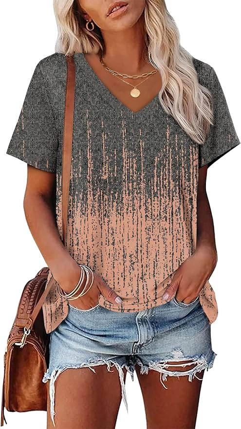 Alaroo Womens Summer Tops 2026 V Neck Short Sleeve Shirts Trendy Dressy Casual Vacation Outfits Printed - Image 2