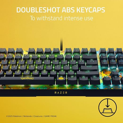 Razer BlackWidow V4 X Mechanical Gaming Keyboard, Pokémon Edition | Green Switches Tactile & Clicky, 6 Macro Keys, Chroma RGB, Doubleshot ABS Keycaps, Sound Dampening & Stabilizers - Image 6