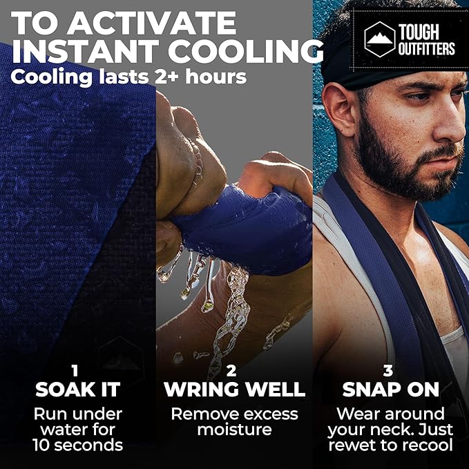 Tough Outdoors Cooling Towels for Neck Face - Neck Cooling Towel for Hot Weather Yoga Sports Golf Sweat - Instant Cold Towel - Image 3