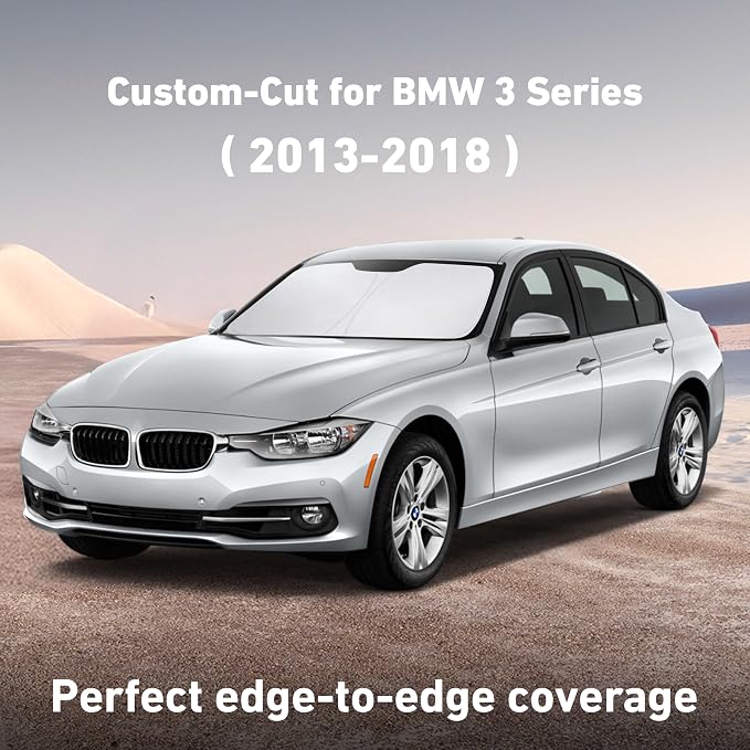 EcoNour Windshield Sunshade Compatible for BMW 3 Series F30/F31/F80/M3 2013-2016 2017 2018, Sun Visor for Front Windshield & Window Sun Shade Cover, UV Heat Blocker & Protector, Car Accessories - Image 2