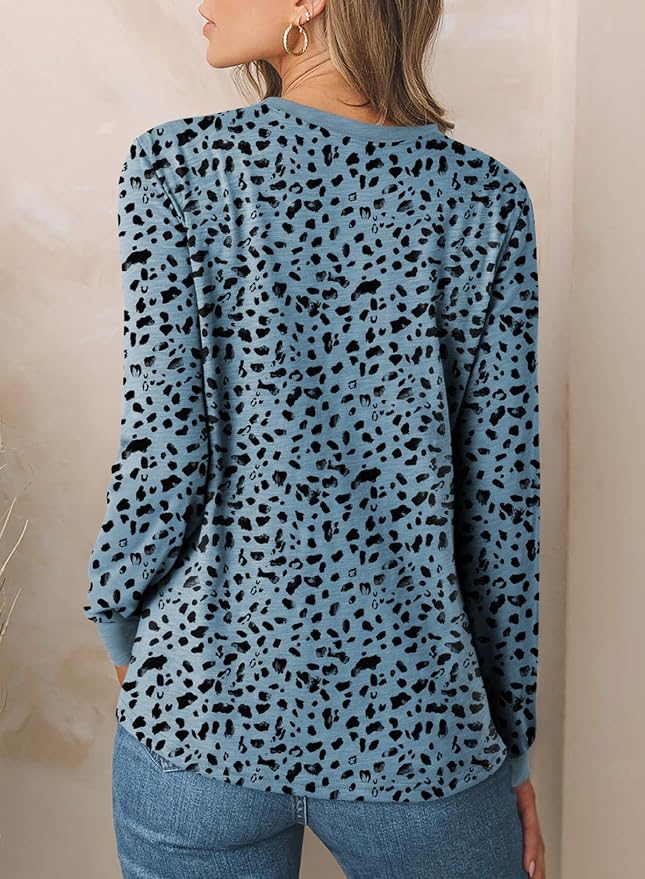 EVALESS Womens Crewneck Long Sleeve Tops Casual Polka Dots Tops Fall 2026 Tshirts Shirts - Image 5