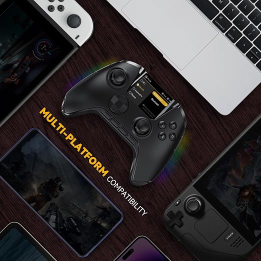 ManbaOne Interactive Screen Wireless Gaming Controller (Black) | for PC/Switch1/2/iOS/Android,Hall Effect Stick & Trigger,RGB Lighting,Remappable Buttons,1800mAh with Charging Dock - Image 5