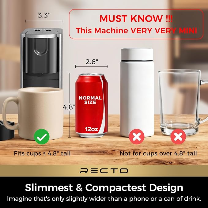 CHULUX RectoCafé Espresso Coffee Machine for Nespresso Original Pod, Gray | Extra Mini Design, 20 Bar Professional Italian Pump, Food-Grade Materials, Quiet with Low-Vibration Brewing for Home & Office - Image 4