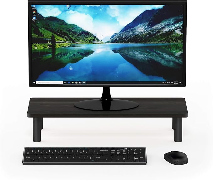 Furinno Turn-N-Tube Monitor Stand Riser, 23.6"W Rectangle Monitor Riser, Laptop Stand for Desk, Office Desk Accessories, Desk Organizers and Accessories, Toolless Assembly, Espresso - Image 4