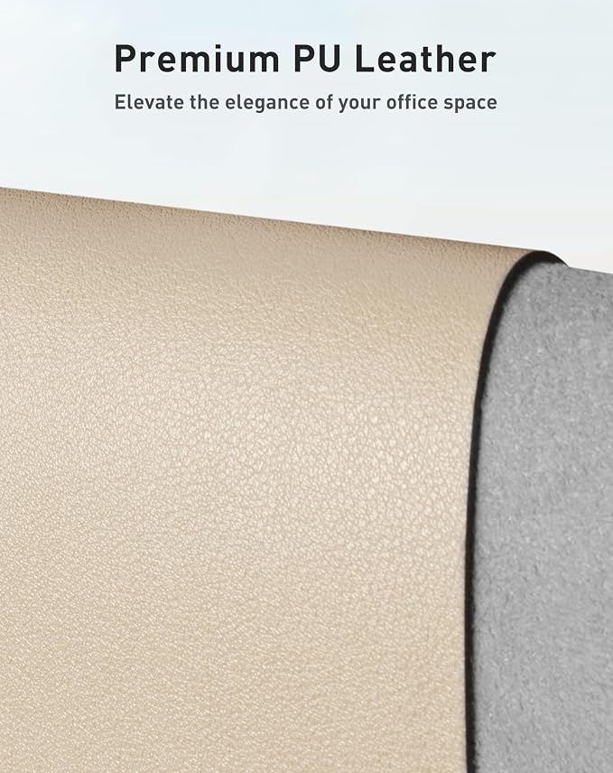 Aothia Faux Leather Desk Mat - Large Mouse Pad, Non-Slip PU Leather Blotter, Waterproof Writing Surface for Office and Home (Beige, 63" x 17") - Image 2