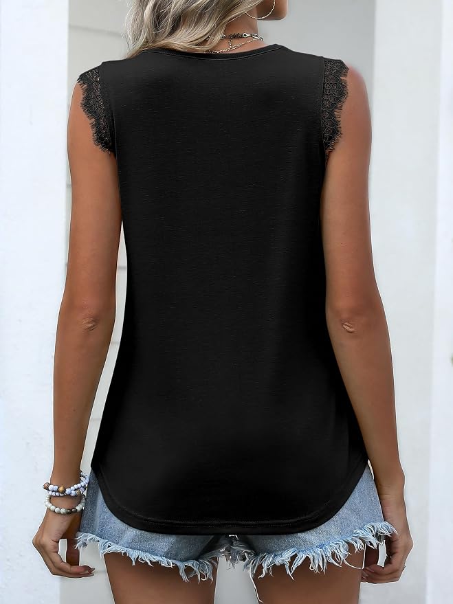 ANRABESS Womens Lace Trim Tank Tops V Neck Sleeveless Shirts 2026 Summer Casual Trendy Dressy Cami Top - Image 5