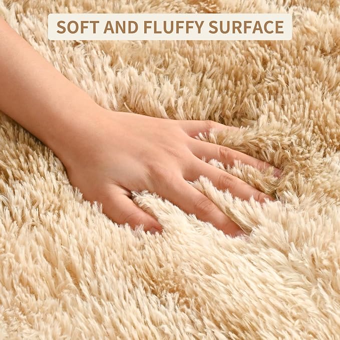 Tepook Fluffy Large Rugs for Living Room, Area Rug 6x9 Soft Carpet for Bedroom, Modern Shaggy Rug for Kids Boys Girls, Plush Indoor Nursery Home Decor Rug with Non-Slip Bottom, Beige Brown - Image 7