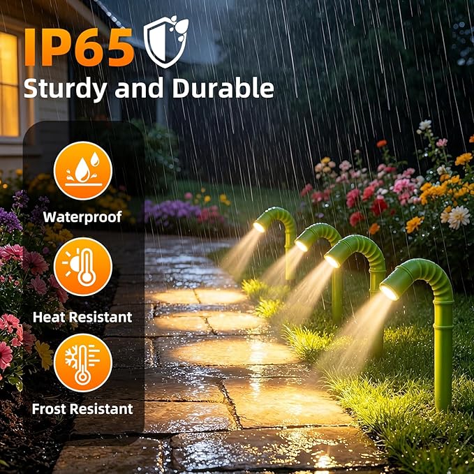 Solar Garden Lights, Solar Pathway Lights Outdoor 4 Pack, 3500K Warm LED Solar Lights Outdoor Waterproof with Split Design Flexible Bend Bamboo Stakes for Yard Lawn Patio Decor Outside - Image 6