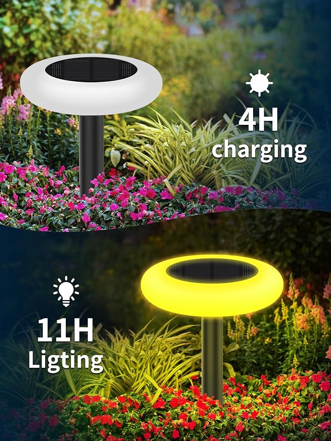 intelamp Solar Pathway Lights Outdoor, 2 Pack 9 Color Changing with Remote Control, Dusk to Dawn Solar Powered Waterproof LED Ground Lighting for House Outside Lawn Garden Yard Patio - Image 7