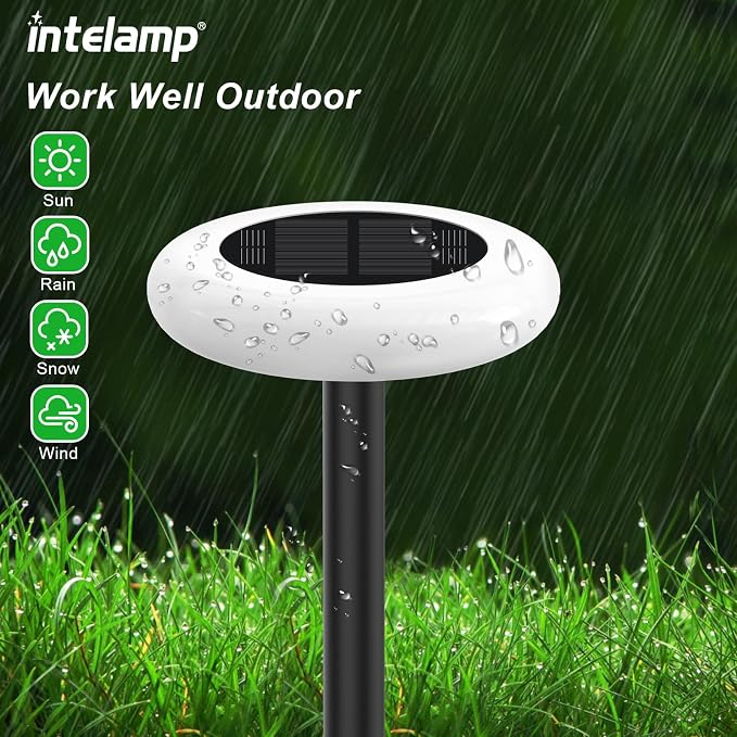 intelamp Solar Pathway Lights Outdoor, 2 Pack 9 Color Changing with Remote Control, Dusk to Dawn Solar Powered Waterproof LED Ground Lighting for House Outside Lawn Garden Yard Patio - Image 6