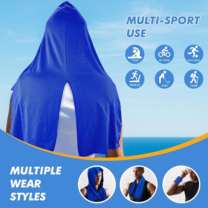 CSITE 4 Pack Cooling Hoodie Towels for Neck and Face, UPF 50 Sun Protection & Instant Cooling, Ice Towels for Hot Weather, Soft Breathable Towel for Sport, Work Out, Gym, Camping & More Activities - Image 5