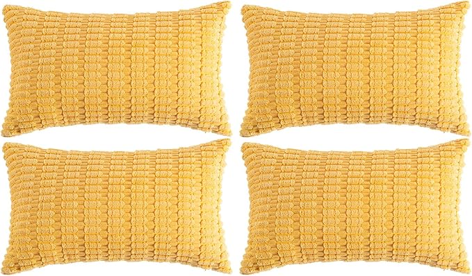 Fancy Homi 4 Packs Decorative Throw Pillow Covers for Living Room Couch Bed, Modern Farmhouse Boho Home Décor Accent Cushion Case, 20" x 12", Yellow by Fancy+Homi