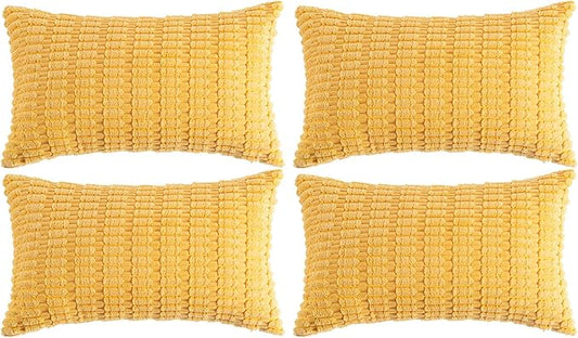 Fancy Homi 4 Packs Decorative Throw Pillow Covers for Living Room Couch Bed, Modern Farmhouse Boho Home Décor Accent Cushion Case, 20" x 12", Yellow by Fancy+Homi