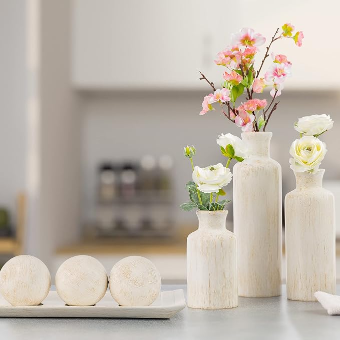 Creative Scents Rustic Luxe Vase Set - Vases for Decor, Perfect for Holding Pampas Grass, Dried/Fresh Flowers, Vases for Your Kitchen, Bedroom, Office, Living Room, Bathroom, or Shelf Decor - Image 4