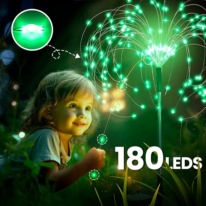 GIGALUMI Garden Outdoor Decor Lights 120LED 2Pack, Solar Garden Lights for Yard Outside Fairy Decorative,Solar Powered for Yard Pathway Flowerbed Planter Balcony Patio Decor（Green） - Image 3