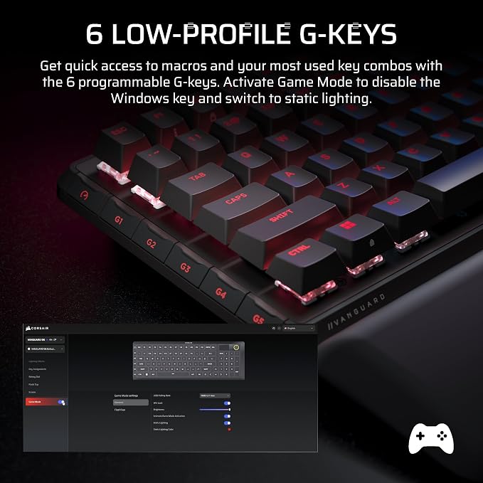 Corsair Vanguard 96 Wired Mechanical Gaming Keyboard – 96% Layout, MLX Fusion Tactile Switches, 8000Hz Polling, LCD Display, Virtual Stream Deck, G-Keys, SOCD Flashtap, QWERTY US – Black - Image 10