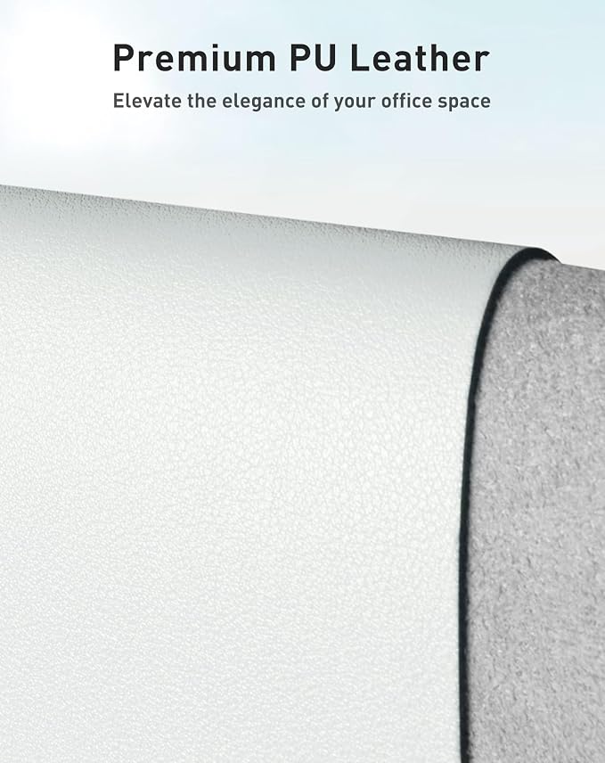 Aothia Faux Leather Desk Mat - Large Mouse Pad, Non-Slip PU Leather Blotter, Waterproof Writing Surface for Office and Home (Barely Grey, 42" x 17") - Image 2