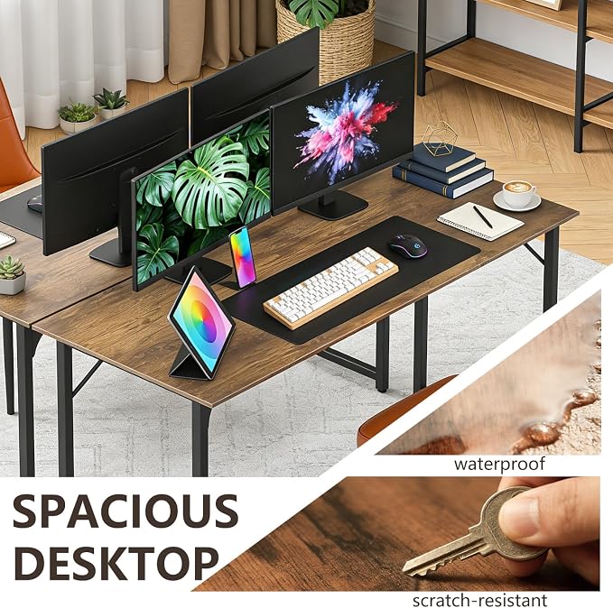 BestOffice Computer Desk,Home Office Desk, Modern Simple Style for Home Office Study Writing (Brown, 47 Inch,2 Pack) - Image 4