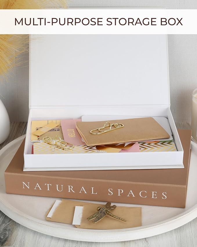 Beautiful Decorative Books - Set of 2 Boxes Enhance Your Coffee Table, Bookshelf or Mantel Shelf Decor - Aesthetic Fake/Faux Books for Modern Home Decoration, Photo Storage and as a Keepsake Box - Image 3
