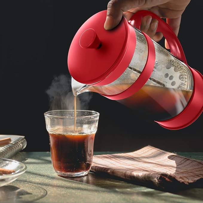 Utopia Kitchen Borosilicate Glass French Press Coffee Maker 12 Oz, Red | Heat-Resistant Cafetiere & Tea Maker, Thickened Glass Coffee Press for Travel and Camping - Image 6